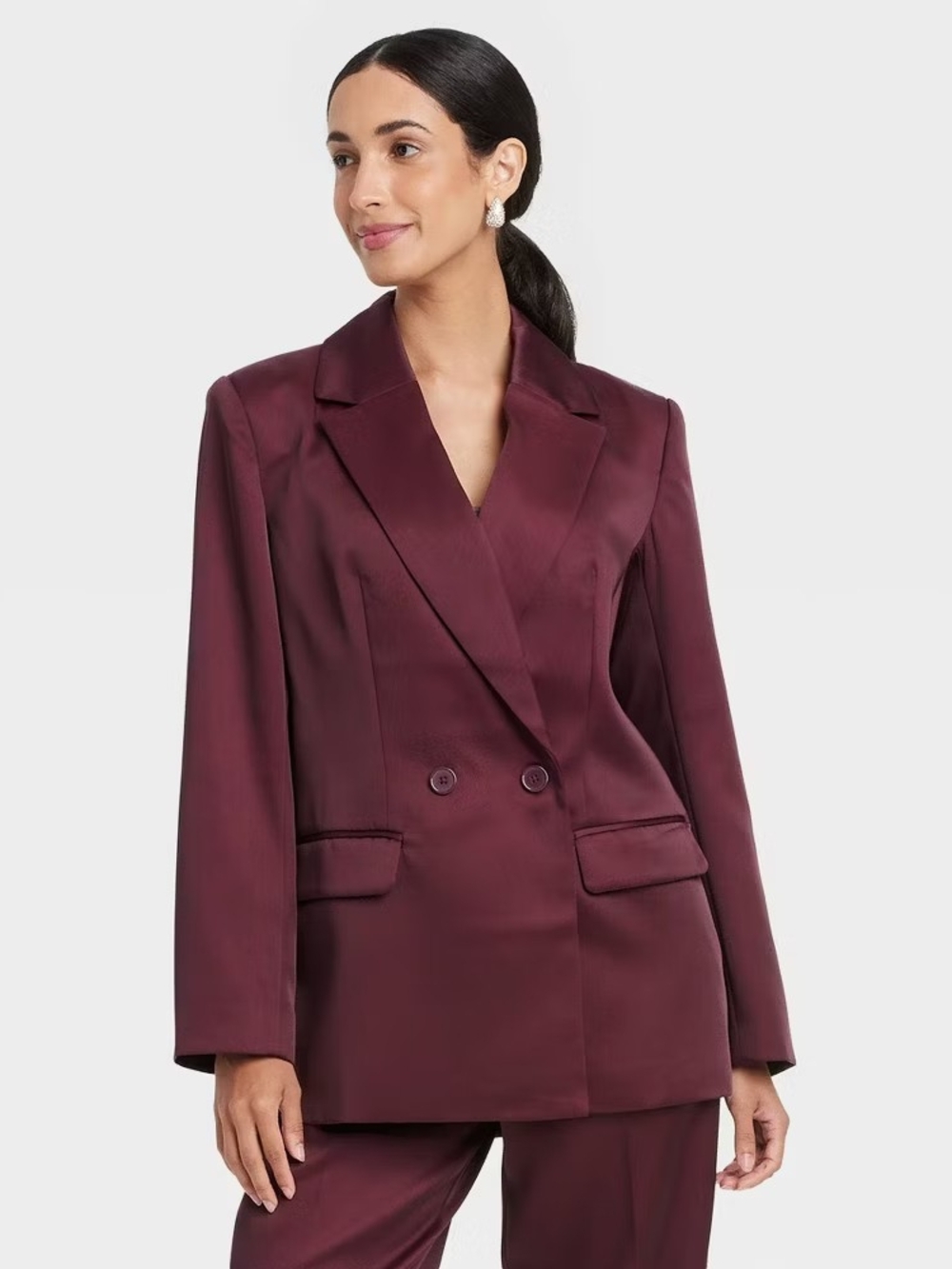 Satin Double-Breasted Blazer